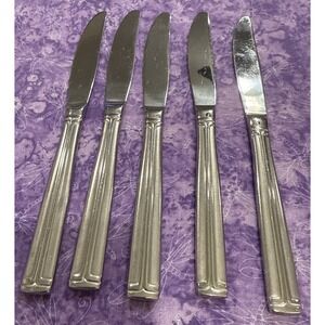 Wallace WAS244 Stainless Steel Flatware Solid Dinner Knife Knives Set Of 5